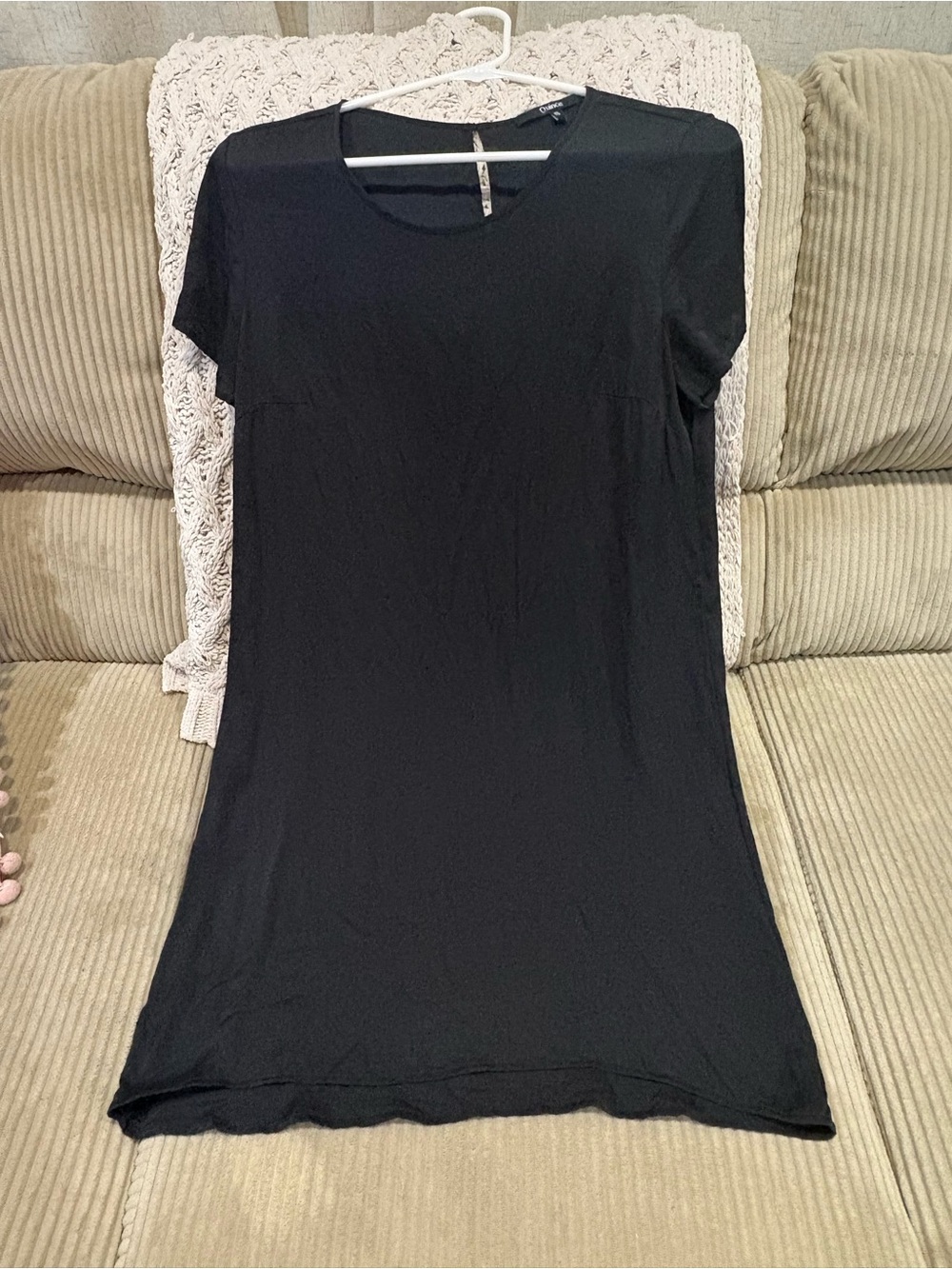 QUINCE Black Washable Stretch Silk Tee Dress, Size Small